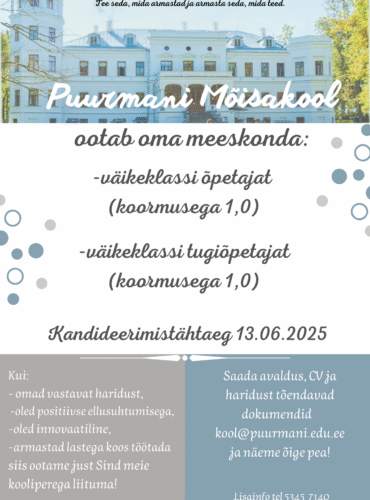 Tule meile väikeklassi õpetajaks või tugiõpetajaks