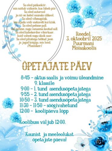 Õpetajate päev 03.10